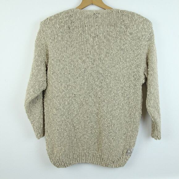 Vintage 80s Medium Sweater Floral Fairy Granny Boho Neutral Cottagecore Artsy - Picture 7 of 8